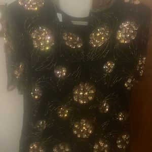 Stenay Black and Gold Sequin Blouse